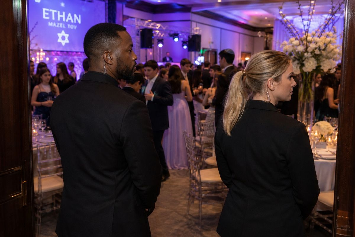 SIA-licensed security guards at a Bar and Bat Mitzvah celebration in London