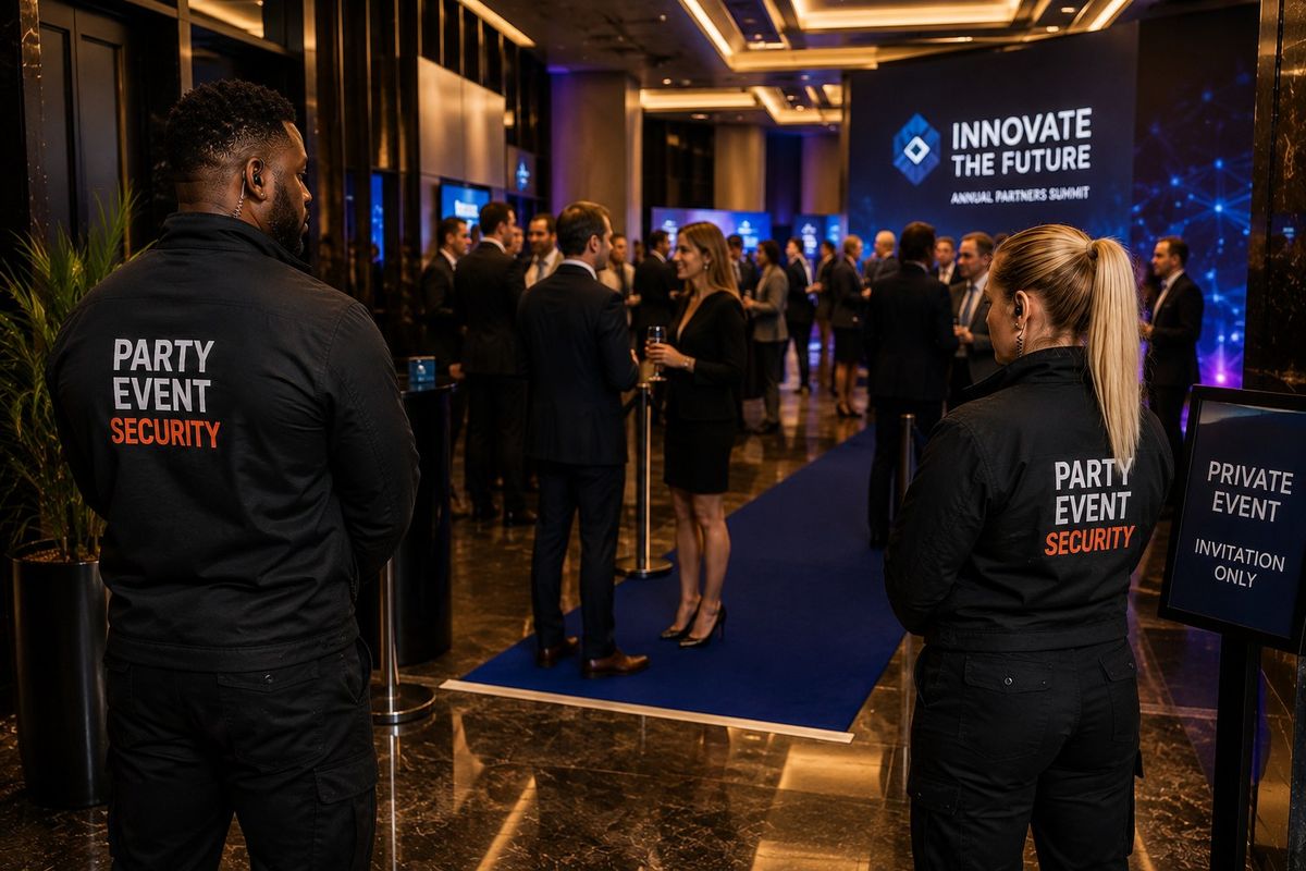 SIA-licensed security guards at a corporate event in London