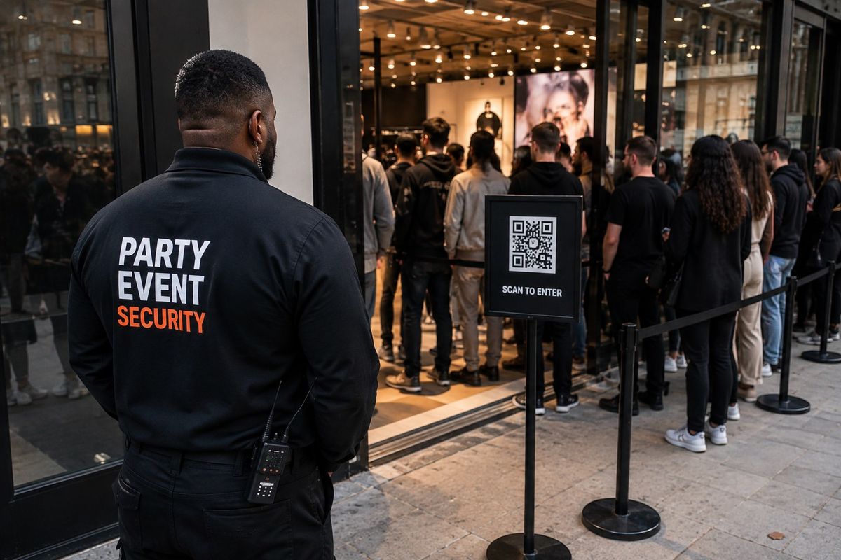 SIA-licensed security guards at a London pop-up event